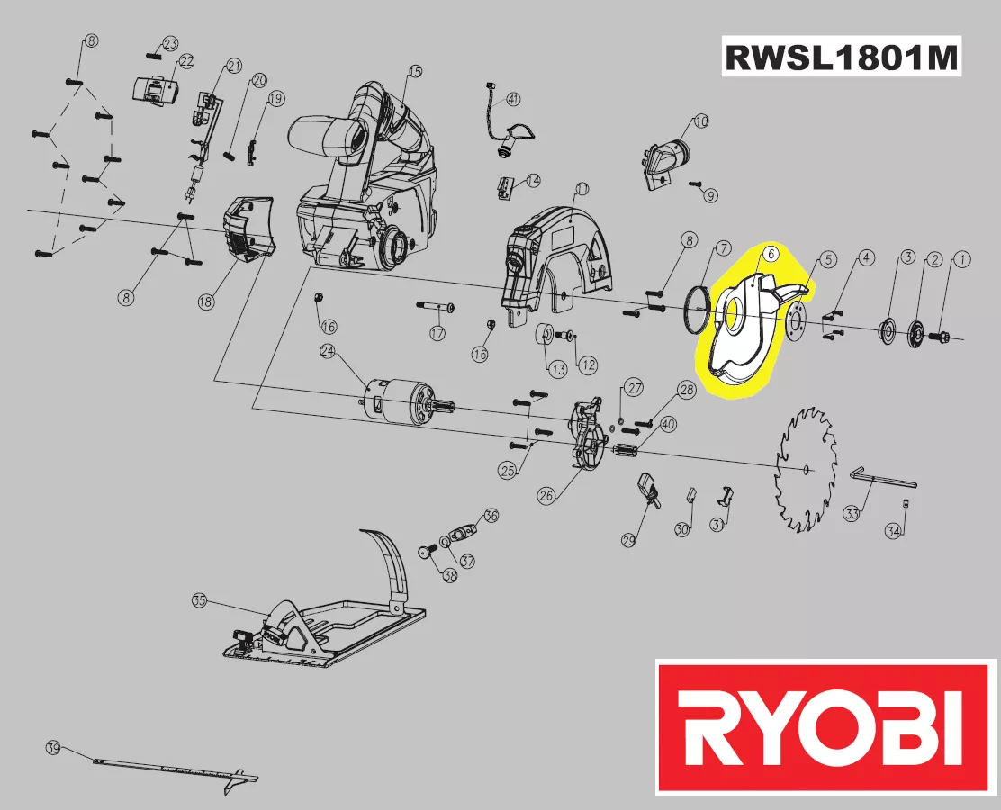 capot protection lame réf. 5131030408 Ryobi